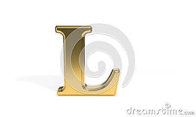 L gold colored alphabet, 3d rendering Stock Photo