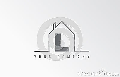 L home alphabet icon logo letter design. House for a real estate company. Business identity with thin line contour Vector Illustration