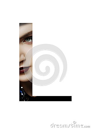 L letter beauty makeup girl creative fashion font Stock Photo