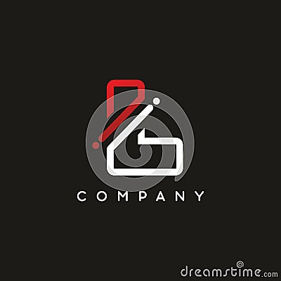 L letter red and white initial logo Vector Illustration