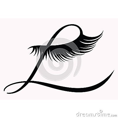 L logo monogram, closed eye with long lashes Vector Illustration