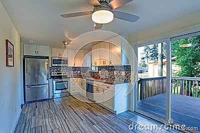 L-shape kitchen room design Stock Photo