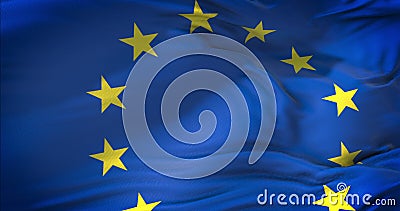 L'UE européenne diminuent, l'euro drapeau, drapeau de l'union européenne de zone euro ondulant, étoile de jaune sur le fond bleu, L'UE européenne diminuent, l'euro drapeau, drapeau de l'union européenne de zone euro ondulant, étoile de jaune sur le fond bleu,