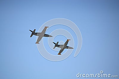 L-39ZA ALBATROS aerobatic flight pair Editorial Stock Photo