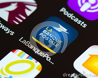 La Banque Postale app icon on Apple iPhone screen Editorial Stock Photo