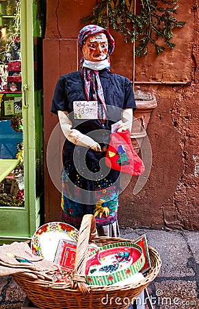 La Befana, old costume for the epiphany holiday. Italian Christmas tradition Stock Photo