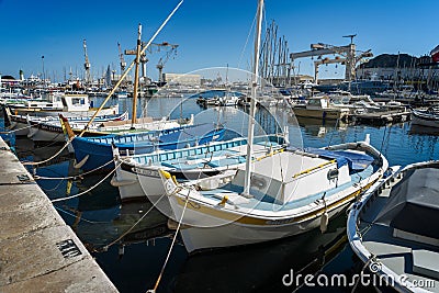 La Ciotat harbour local fishing boats moored at wharf. Editorial Stock Photo