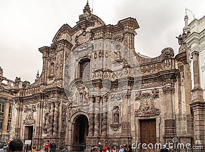 La Compania Church entrance, Quito, Ecuador Editorial Stock Photo