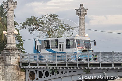 La Concordia bridge view with traffic and local symbol (Matanzas Cuba) Editorial Stock Photo