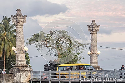 La Concordia bridge view with traffic and local symbol (Matanzas Cuba) Editorial Stock Photo