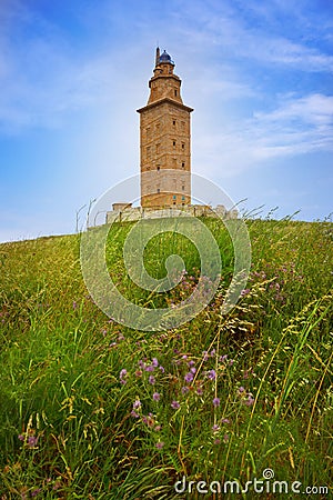 La Coruna Hercules tower Galicia Spain Stock Photo