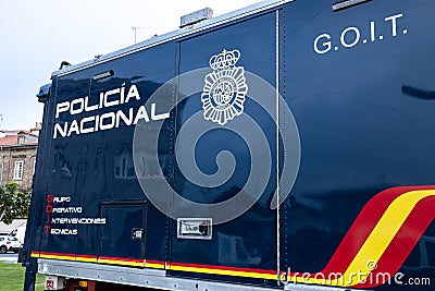 La Coruna, Spain; september 23, 2022: Policia Nacional Grupo Operativo Intervenciones Editorial Stock Photo