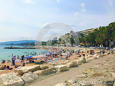 La Croisette beach Cannes, South of France Editorial Stock Photo