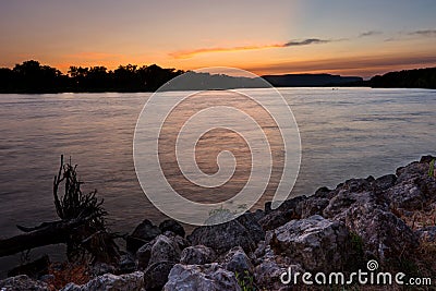 La Crosse Wisconsin River Sunset Stock Photo