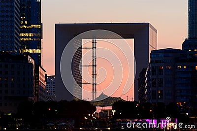 La Defense at night - Paris Editorial Stock Photo