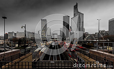 La Defense in Paris on a stormy afternoon Stock Photo