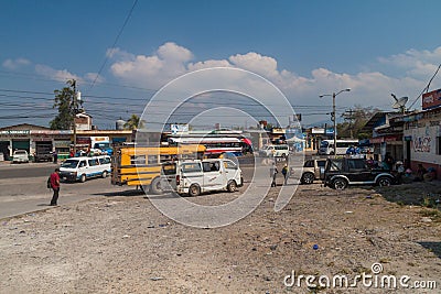 LA ENTRADA, HONDURAS - APRIL 11, 2016: Road traffic in La Entrada tow Editorial Stock Photo