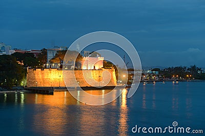 La Fortaleza at night, San Juan, Puerto Rico Stock Photo