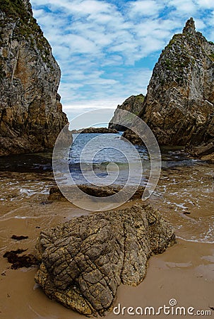 La Franca beach, Cantabria, Spain Stock Photo