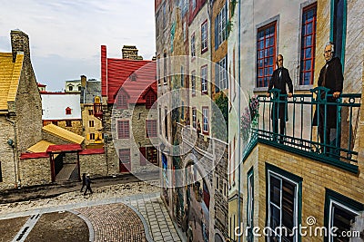 La Fresque Des Quebecois, Old Quebec City, Quebec, Canada Editorial Stock Photo