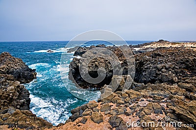 La Graciosa - rocky coast. Stock Photo