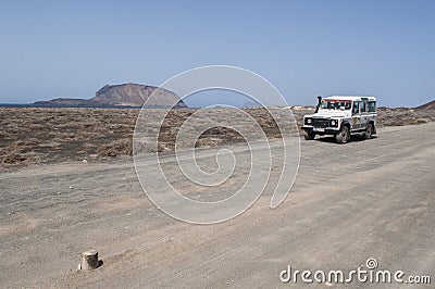 La Graciosa, 4x4, off road, desert, volcanic, landscape, dirt road, off road, exploring, Lanzarote, Canary Islands, Spain Editorial Stock Photo