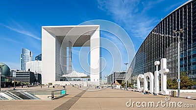 La Grande Arche and CNIT buildings in La Defense business district Editorial Stock Photo