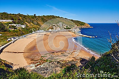 La Greve de Lecq beach on a sunny morning Stock Photo