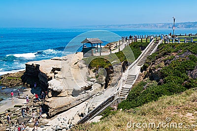 Beachcombers at Shell Beach at La Jolla Shores Park Editorial Stock Photo