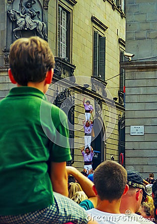 La Merce Festival, in Barcelona Editorial Stock Photo