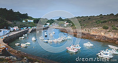 View of the marina of Port la Meule on the island of Yeu Editorial Stock Photo