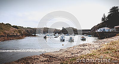 View of the marina of Port la Meule on the island of Yeu Editorial Stock Photo