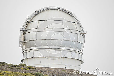 LA PALMA, SPAIN - AUGUST 12: Giant spanish telescope GTC 10 meters mirror diameter, in Roque de los muchachos observatory. Editorial Stock Photo