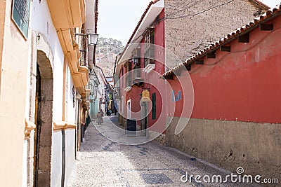 LA PAZ, BOLIVIA DEC 2018: Jaen Street in La Paz, Bolivia city center Editorial Stock Photo