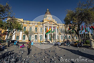 La Paz - July 24, 2017: Plurinational Legislative Assembly in Murillo Square, La Paz, Bolivia Editorial Stock Photo