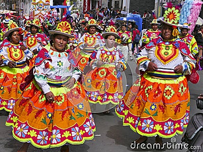 La Paz, June 15, 2019, Unknown dancers at the Entrada Universitaria in La Paz, Bolivia Editorial Stock Photo