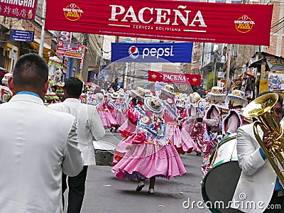 La Paz, June 15, 2019, Unknown dancers at the Entrada Universitaria in La Paz, Bolivia Editorial Stock Photo