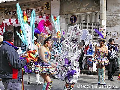 La Paz, June 15, 2019, Unknown dancers at the Entrada Universitaria in La Paz, Bolivia Editorial Stock Photo