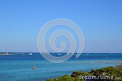 La Pelosa beach in Sardinia, Italy Editorial Stock Photo