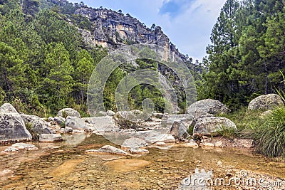 La Pesquera natural area with the ulldemo river in its path. Stock Photo