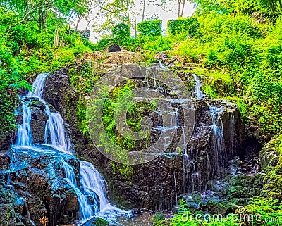 La Petite Cascade - The Little Waterfall of the Cance and Cancon rivers - Normandy, France Stock Photo