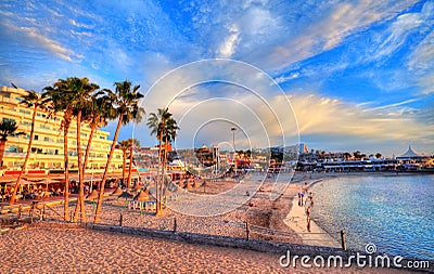 La Pinta beach in sunset light, Tenerife, Spain Stock Photo