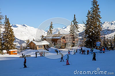 The upper station of Plan Bois chairlift in paradiski Editorial Stock Photo