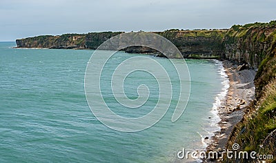 La Pointe Du Hoc coastline, Normandy France Stock Photo