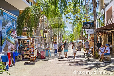 La Quinta Avenida street road walk Playa del Carmen Mexico Editorial Stock Photo