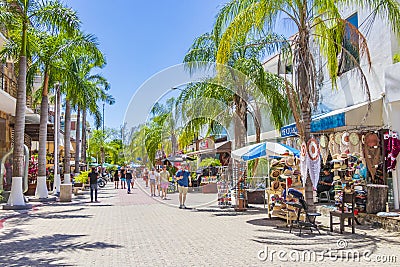 La Quinta Avenida street road walk Playa del Carmen Mexico Editorial Stock Photo