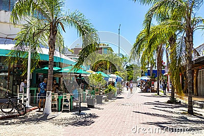 La Quinta Avenida street road walk Playa del Carmen Mexico Editorial Stock Photo