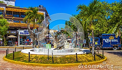 La Quinta Avenida street road walk Playa del Carmen Mexico Editorial Stock Photo