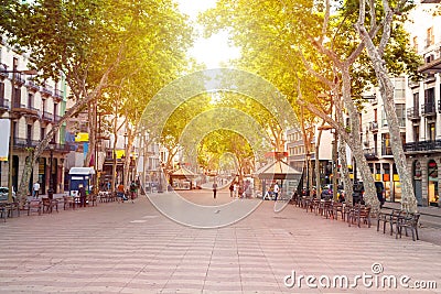 La Rambla street in Barcelona, Spain Editorial Stock Photo