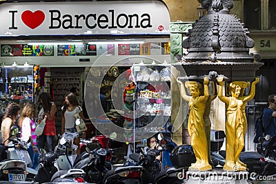 La Rambla Street Promenade - Barcelona Editorial Stock Photo